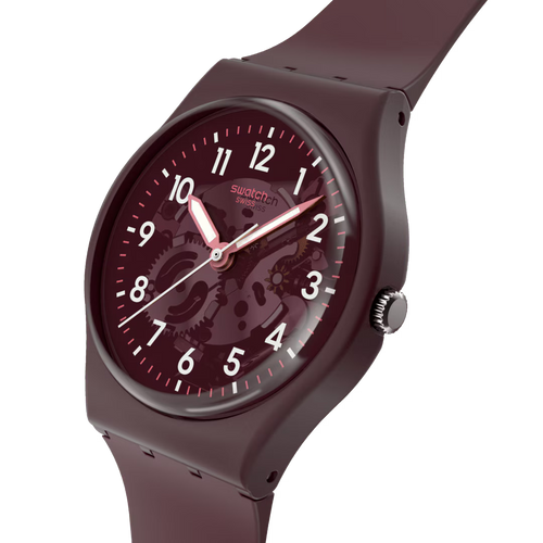 Swatch Gent SO29K102 Thru the Crown Glass – Vista frontale con cinturino alternativo – SWATCH