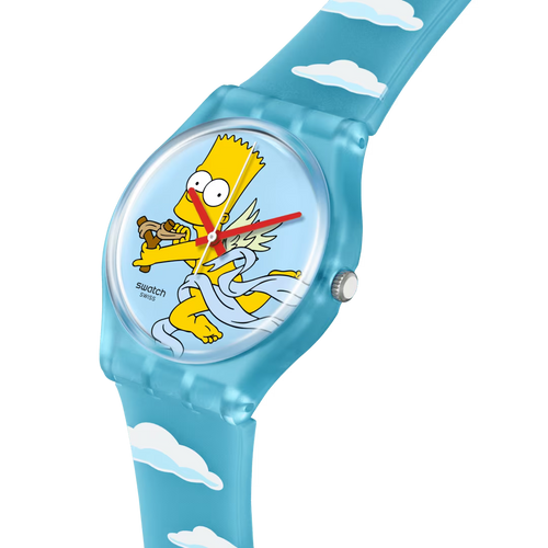 Swatch SO28Z115 Angel Bart – vista angolata con cinturino