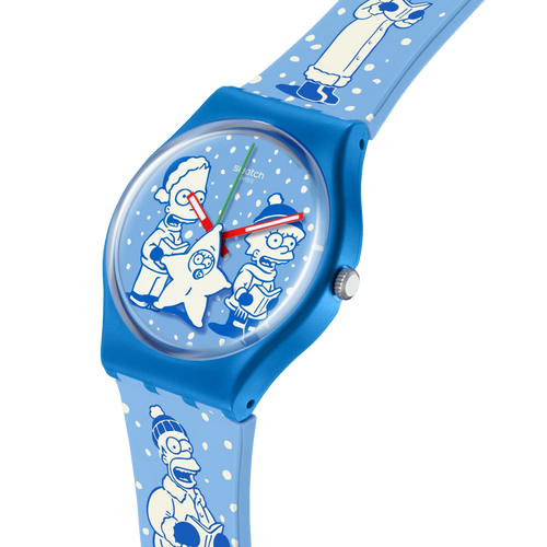 Swatch SO28Z126 Tidings of Joy – vista angolata con cinturino