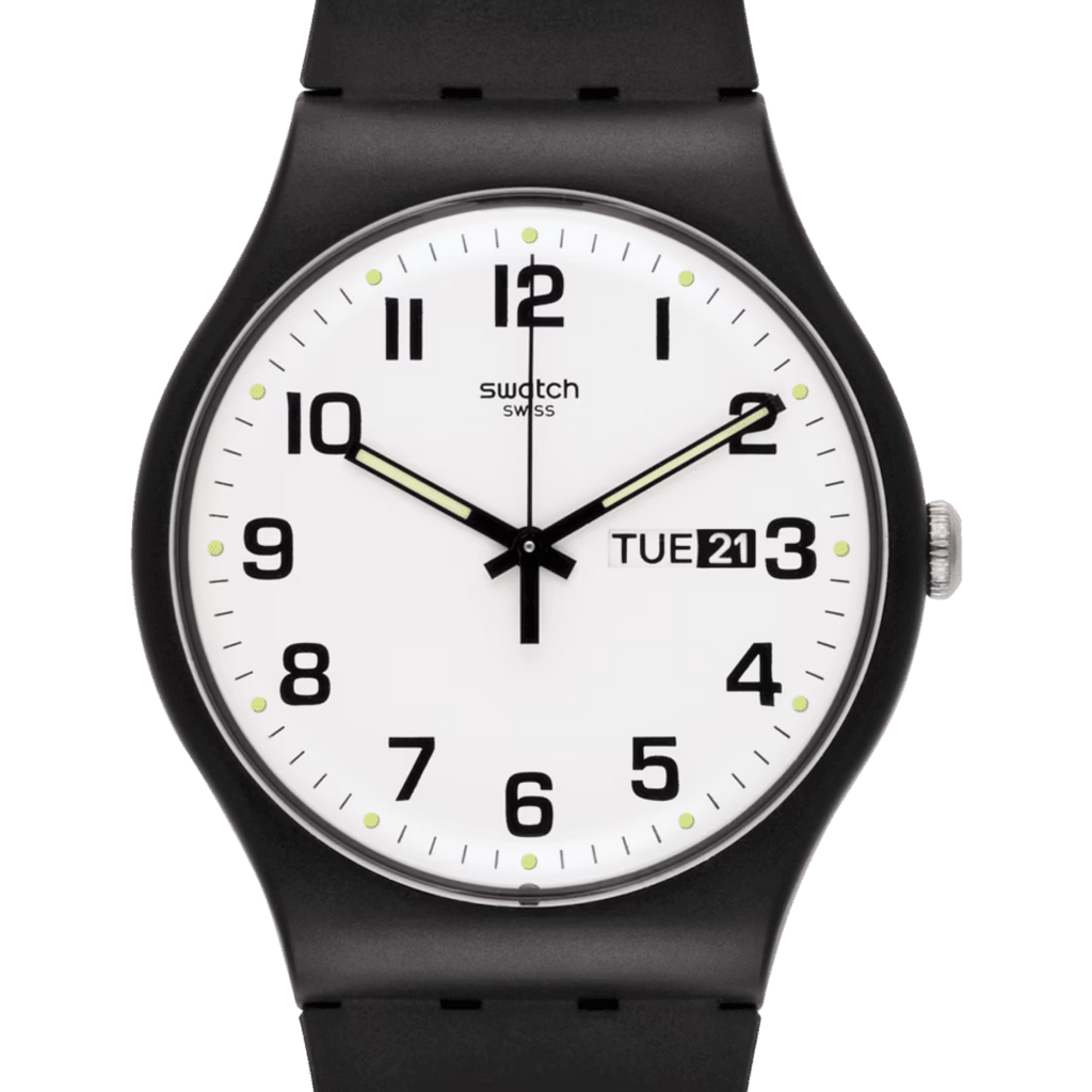 Swatch Gent GB753 Twice Again – Vista frontale con cinturino alternativo – SWATCH
