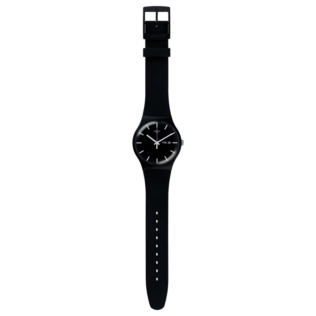 Swatch Gent GB743 Mono Black – Orologio uomo quadrante total black, vista frontale su sfondo bianco – CICCO Gioielleria