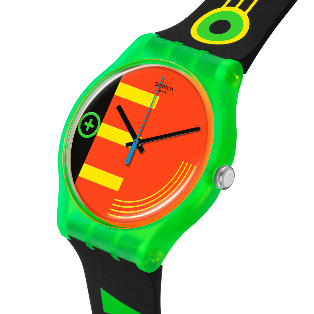 Orologio Swatch NEON RIDER SO29G106 – Dettaglio quadrante neon multicolore – Cicco Gioielleria