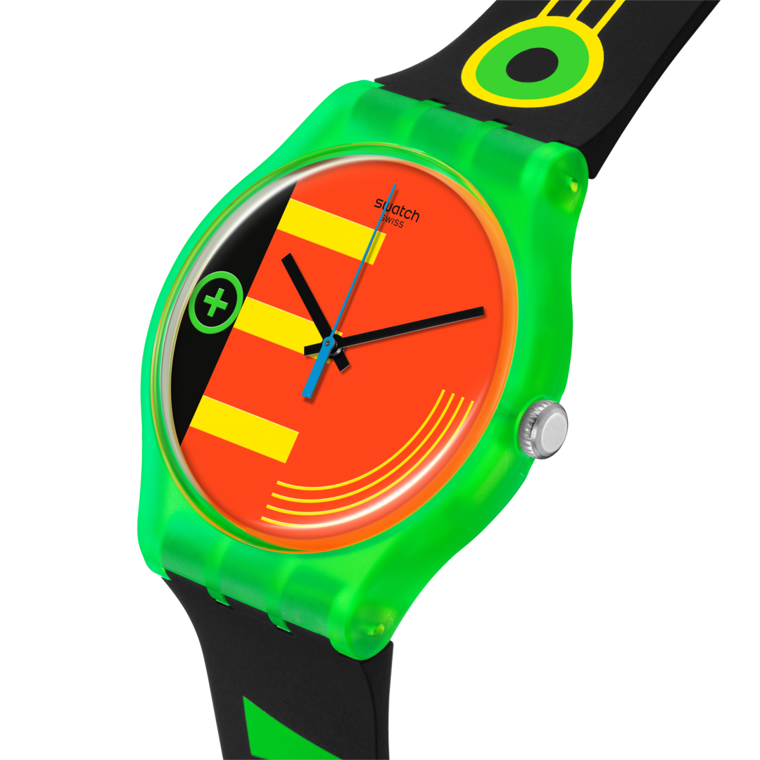 Orologio Swatch NEON RIDER SO29G106 – Dettaglio quadrante neon multicolore – Cicco Gioielleria