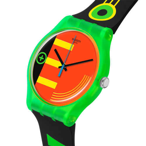 Orologio Swatch NEON RIDER SO29G106 – Dettaglio quadrante neon multicolore – Cicco Gioielleria