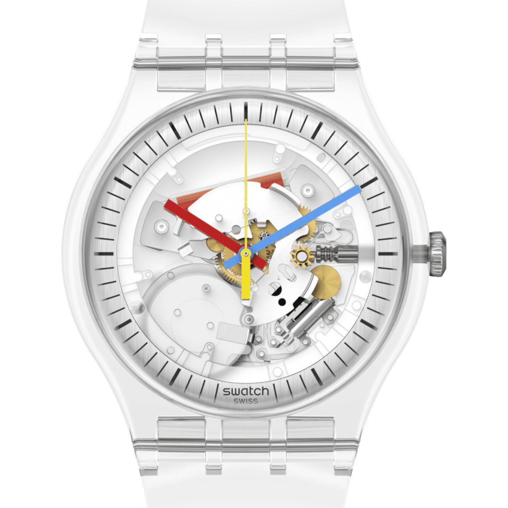 Swatch Clearly New Gent – Vista laterale cassa trasparente biosourced – SWATCH