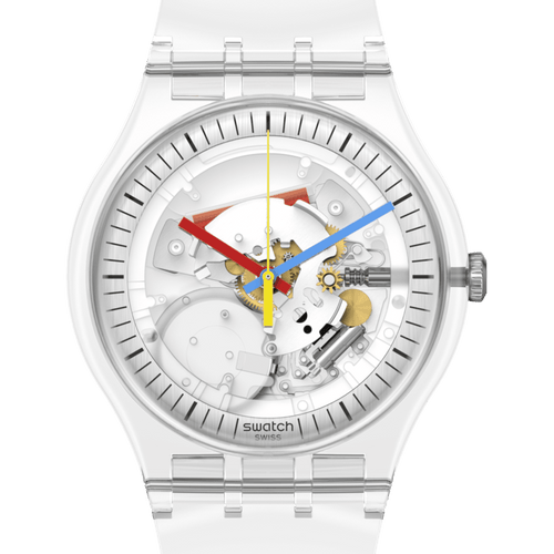 Swatch Clearly New Gent – Vista laterale cassa trasparente biosourced – SWATCH