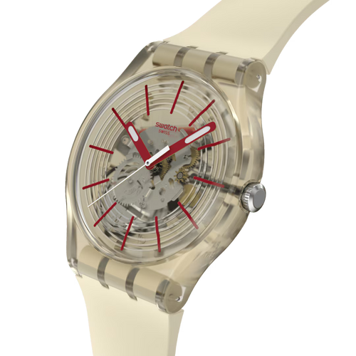 Swatch Gent SO29Z700 Revealed in the Sand – Vista frontale con cinturino alternativo – SWATCH