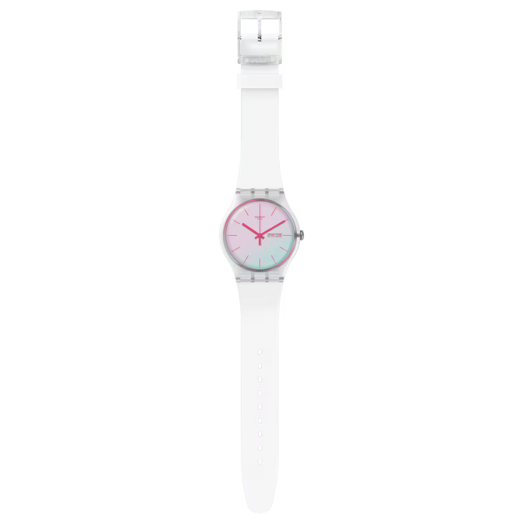 Swatch New Gent SUOW700 Polawhite – Orologio uomo quadrante bianco polare, vista frontale su sfondo bianco – CICCO Gioielleria