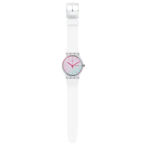 Swatch New Gent SUOW700 Polawhite – Orologio uomo quadrante bianco polare, vista frontale su sfondo bianco – CICCO Gioielleria
