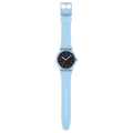 Swatch Gent SO29L101 Blue Moves – Orologio uomo quadrante blu dinamico, vista frontale su sfondo bianco – CICCO Gioielleria