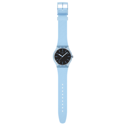 Swatch Gent SO29L101 Blue Moves – Orologio uomo quadrante blu dinamico, vista frontale su sfondo bianco – CICCO Gioielleria
