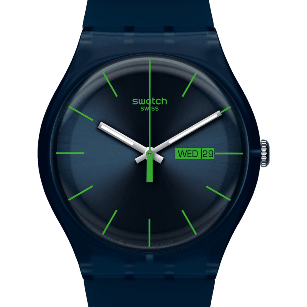 Swatch Gent SO29N704 Blue Rebel – Dettagli Quadrante cassa Gent blu – SWATCH