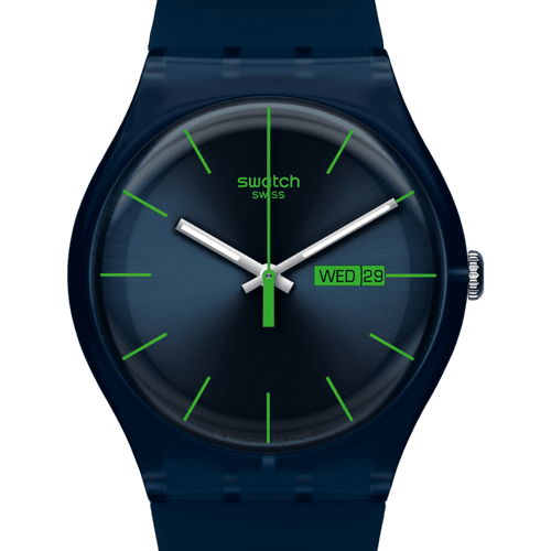 Swatch Gent SO29N704 Blue Rebel – Dettagli Quadrante cassa Gent blu – SWATCH