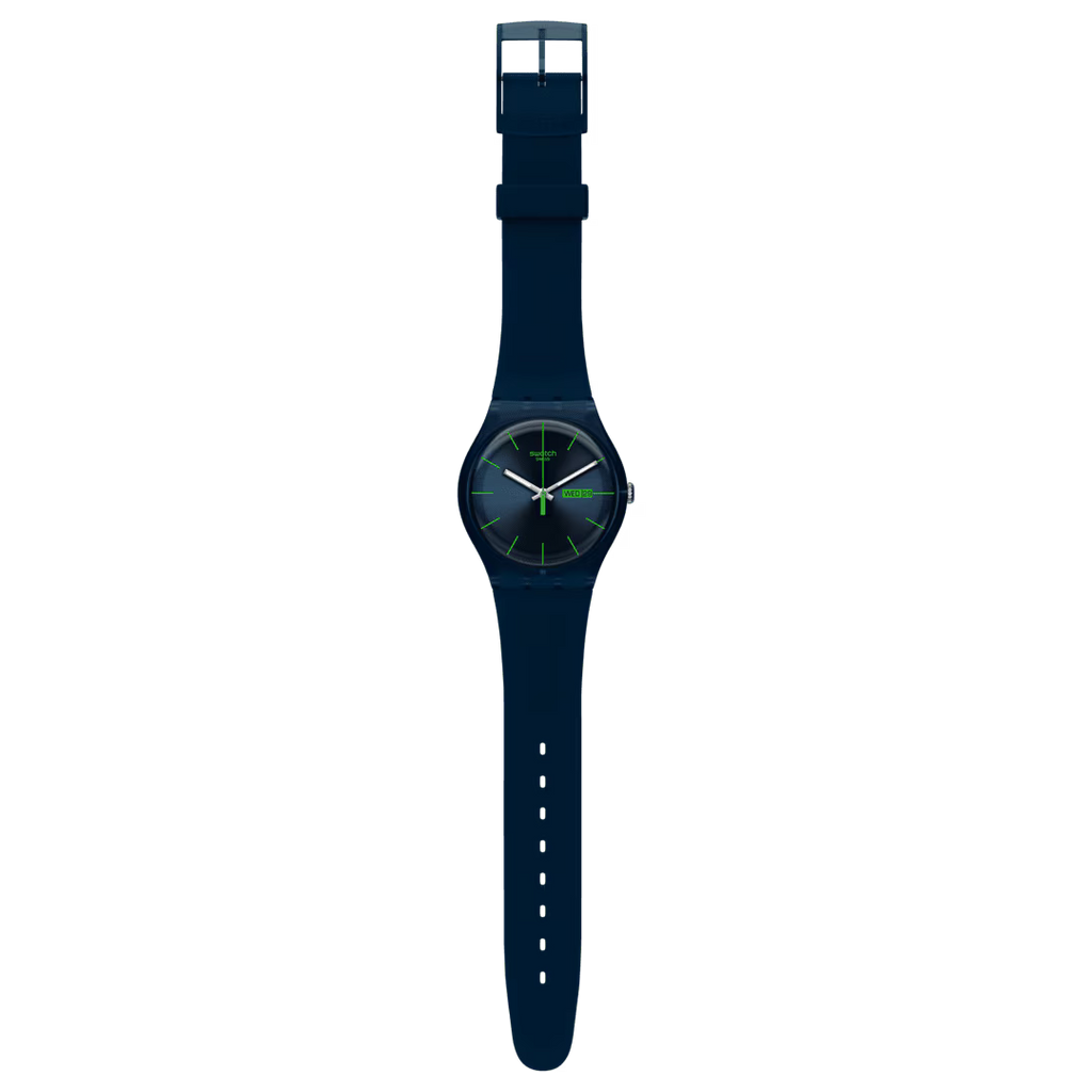 Swatch Gent SO29N704 Blue Rebel – Orologio uomo quadrante blu rebel, vista frontale su sfondo bianco – CICCO Gioielleria
