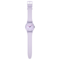 Swatch New Gent SUOV702 Lavendaze – Orologio uomo quadrante lavanda, vista frontale su sfondo bianco – CICCO Gioielleria