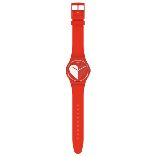 Swatch New Gent SO29Z1212 Half Heart White – Orologio edizione speciale San Valentino bianco, vista frontale – CICCO Gioielleria