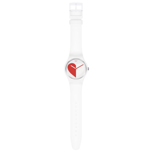 Swatch New Gent SO29Z113 Half Heart Red – Orologio edizione speciale San Valentino rosso, vista frontale – CICCO Gioielleria