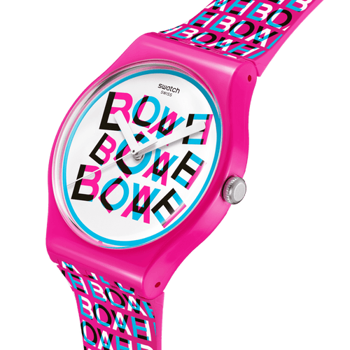 Swatch SO29Z156 Love & Blah – vista angolata con cinturino