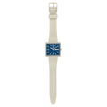 Swatch What If SO34T700 Beige – Orologio quadrato Bioceramic beige, vista frontale su sfondo bianco – CICCO Gioielleria