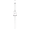 Orologio Swatch SO34W700 What If BIOCERAMIC quadrato bianco, vista frontale