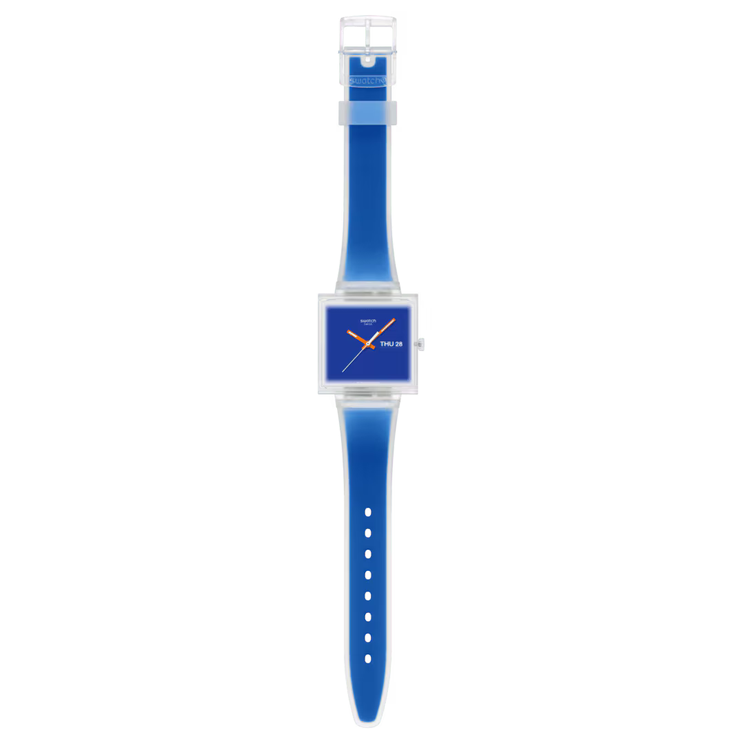 Swatch What If See Thru Blue SO38K701 – Vista frontale – Orologio da Cicco Gioielleria
