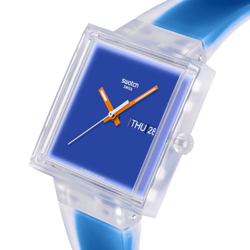 Swatch What If See Thru Blue SO38K701 – Dettaglio quadrante – Orologio da Cicco Gioielleria