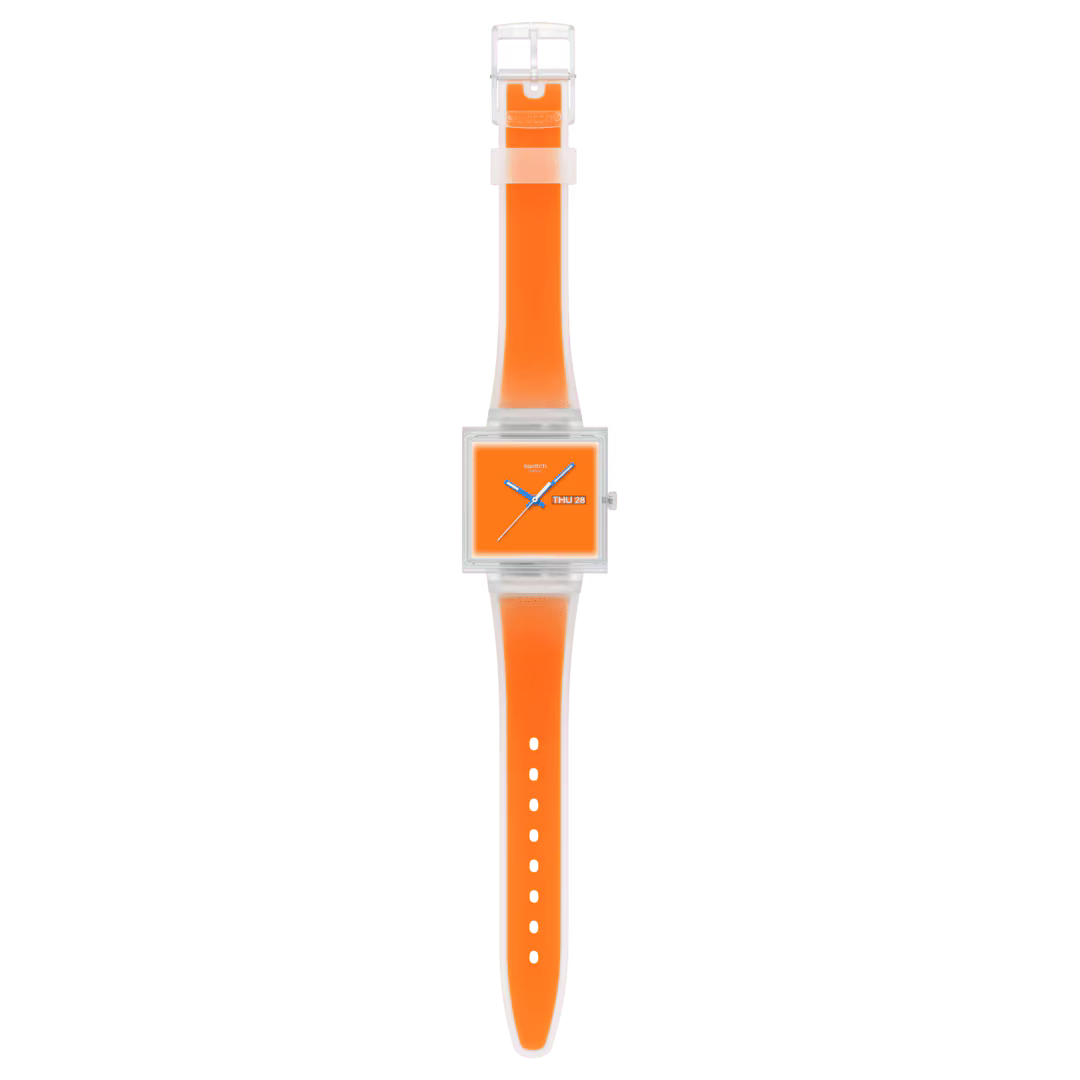 Swatch What If See Thru Orange SO38K704 – Vista frontale – Orologio da Cicco Gioielleria