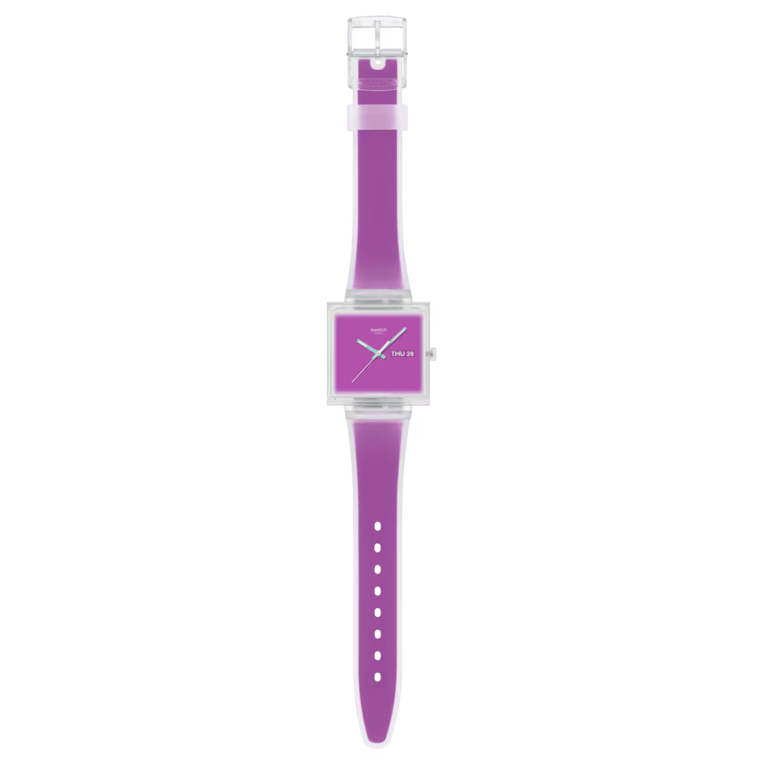 Swatch What If See Thru Magenta SO38K705 – Vista frontale – Orologio da Cicco Gioielleria