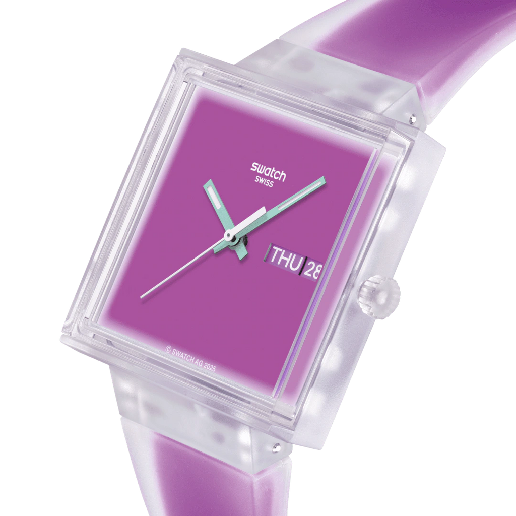 Swatch What If See Thru Magenta SO38K705 – Dettaglio quadrante – Orologio da Cicco Gioielleria