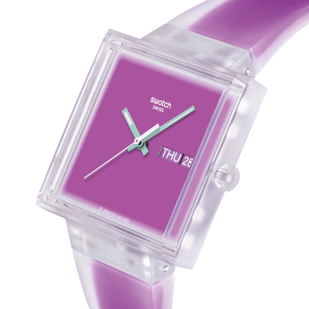 Swatch What If See Thru Magenta SO38K705 – Dettaglio quadrante – Orologio da Cicco Gioielleria