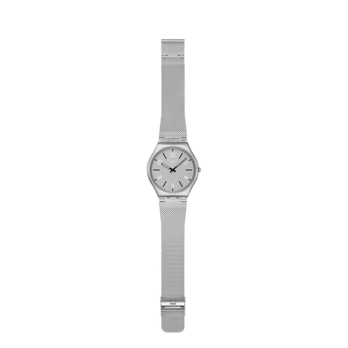 Swatch Irony SS07S152M Getting Meshy – Orologio in acciaio con bracciale mesh, vista frontale su sfondo bianco – CICCO Gioielleria