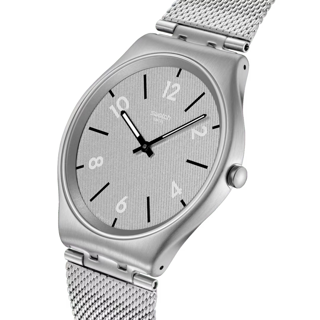 Swatch Irony SS07S152M Getting Meshy – Vista laterale cassa acciaio con bracciale mesh – SWATCH