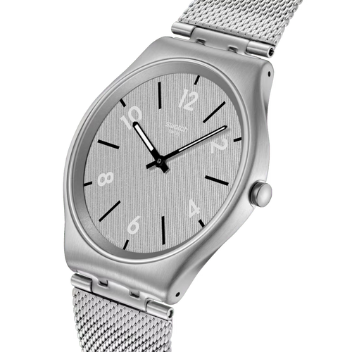 Swatch Irony SS07S152M Getting Meshy – Vista laterale cassa acciaio con bracciale mesh – SWATCH