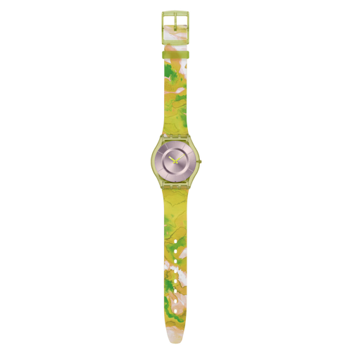 Swatch Skin SS08G112 Paradise Canopy – Orologio ultrasottile verde, vista frontale su sfondo bianco – CICCO Gioielleria