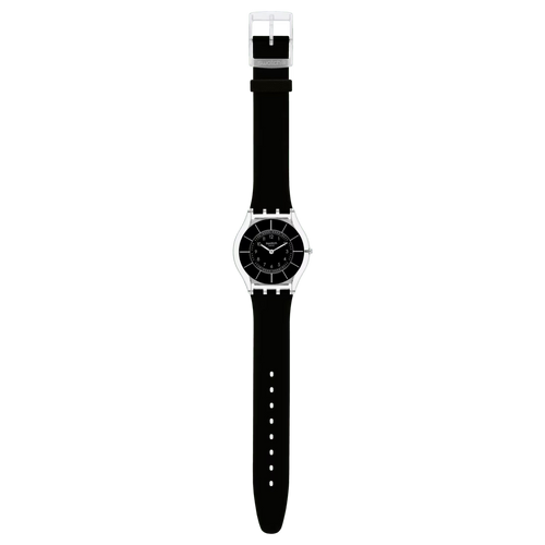 Swatch SKIN BLACK CLASSINESS SS08K103 orologio ultrasottile quadrante nero indici argento unisex