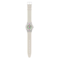 Swatch SS08K124 – Orologio Skin ultrasottile verde e rosa su sfondo neutro