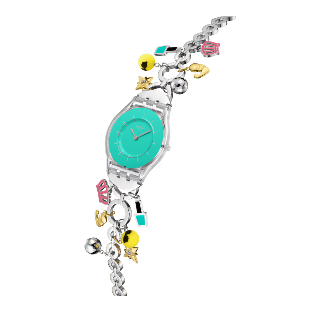 Swatch SS08Z106G Mother Like No Other – Dettaglio bracciale acciaio con ciondoli emoji | CICCO Gioielleria