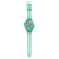 Swatch Scubacqua SSCU09L100 Medusae – vista frontale, quadrante turchese trasparente