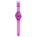Swatch Scubacqua SSCU09P100 Flower Hat – vista frontale, quadrante rosa trasparente