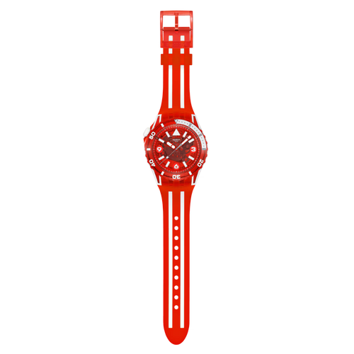 Swatch Scubacqua SSCU09R100 Lion's Mane – Cassa Bioceramic arancio/rosso, vista frontale su sfondo bianco – CICCO Gioielleria