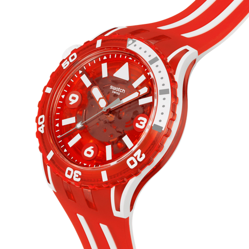 Swatch Scubacqua SSCU09R100 Lion's Mane – Vista laterale 280°, lunetta girevole luminescente – SWATCH
