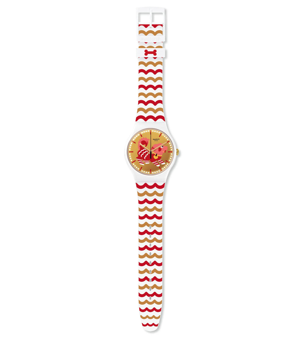 Orologio Swatch New Gent SUOZ266 Woof New Year 2018 – vista frontale su sfondo bianco