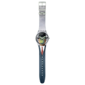Swatch New Gent SUOZ350 Le Fils de l'Homme by René Magritte – Orologio edizione speciale arte surrealista, vista frontale – CICCO Gioielleria
