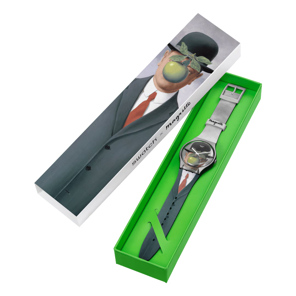 Swatch SUOZ350 Le Fils de l'Homme by René Magritte – Confezione Dedicata – CICCO Gioiellerian