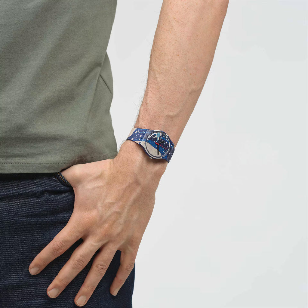 Swatch SUOZ351 The Great Wave by Hokusai – Dettaglio quadrante ispirato alla Grande Onda di Kanagawa di Hokusai – SWATCH