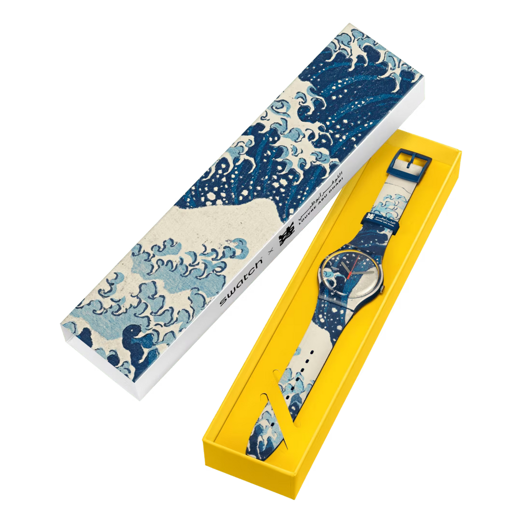 Swatch SUOZ351 The Great Wave by Hokusai – Dettaglio confezione ispirata alla Grande Onda di Kanagawa di Hokusai – SWATCH
