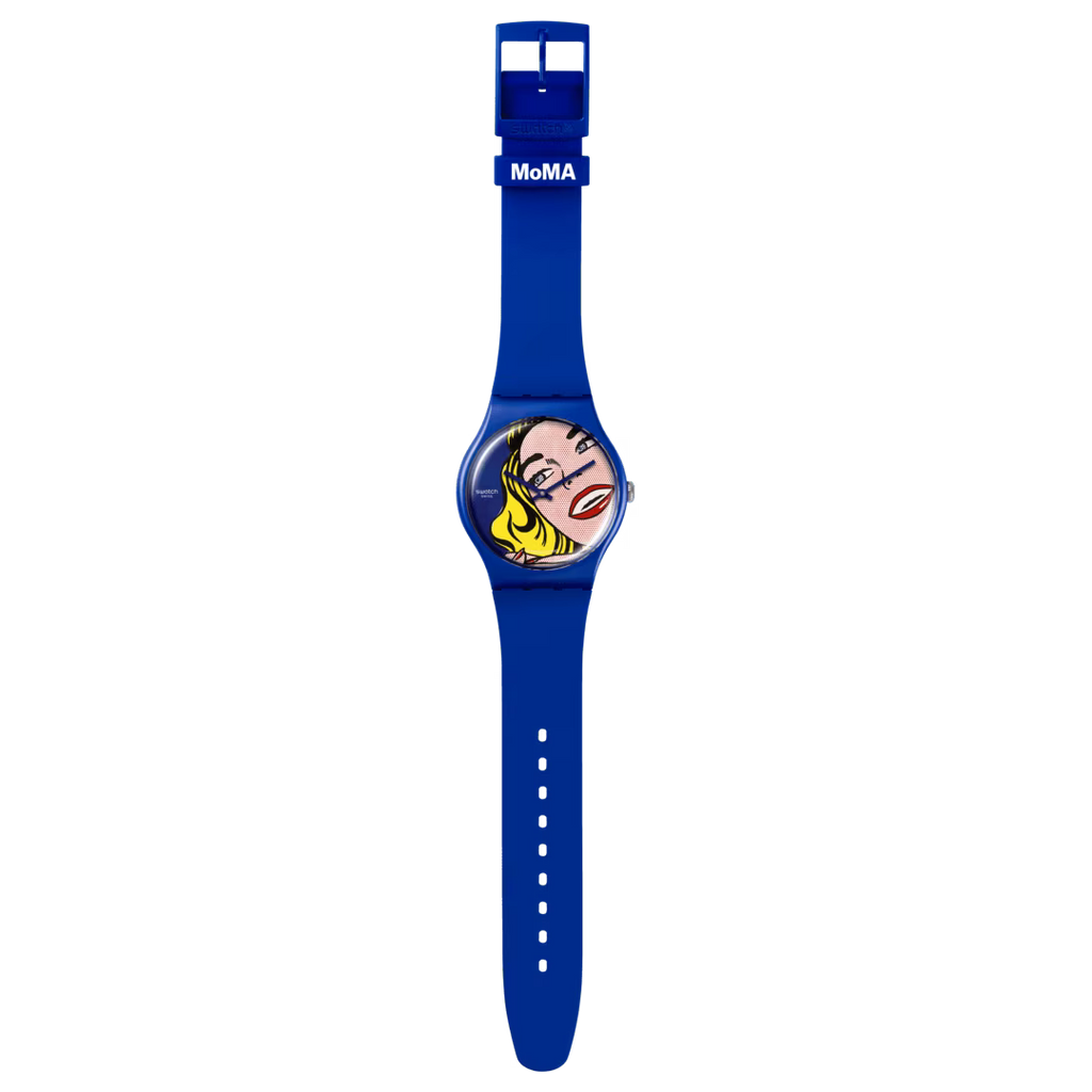 Swatch SUOZ352 Girl by Roy Lichtenstein, The Watch – Vista frontale orologio Special Edition MoMA | CICCO Gioielleria