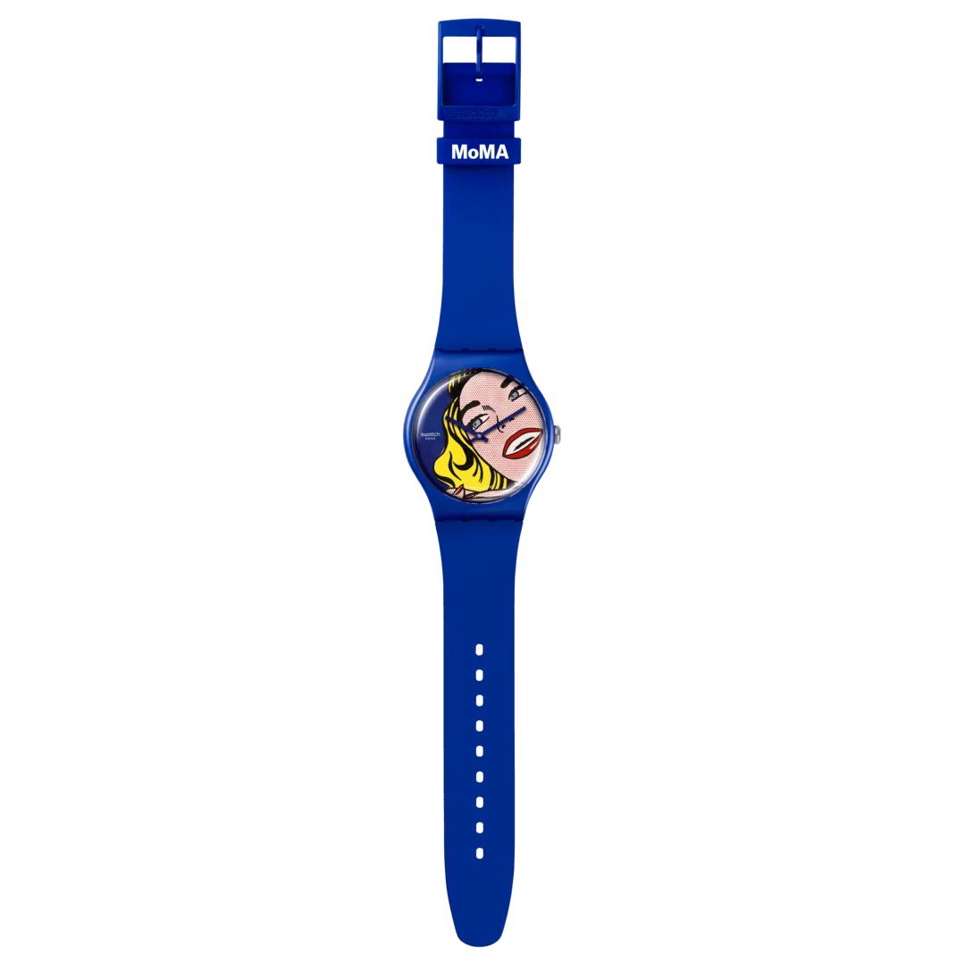 Swatch SUOZ352 Girl by Roy Lichtenstein, The Watch – Vista frontale orologio Special Edition MoMA | CICCO Gioielleria