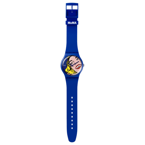 Swatch SUOZ352 Girl by Roy Lichtenstein, The Watch – Vista frontale orologio Special Edition MoMA | CICCO Gioielleria