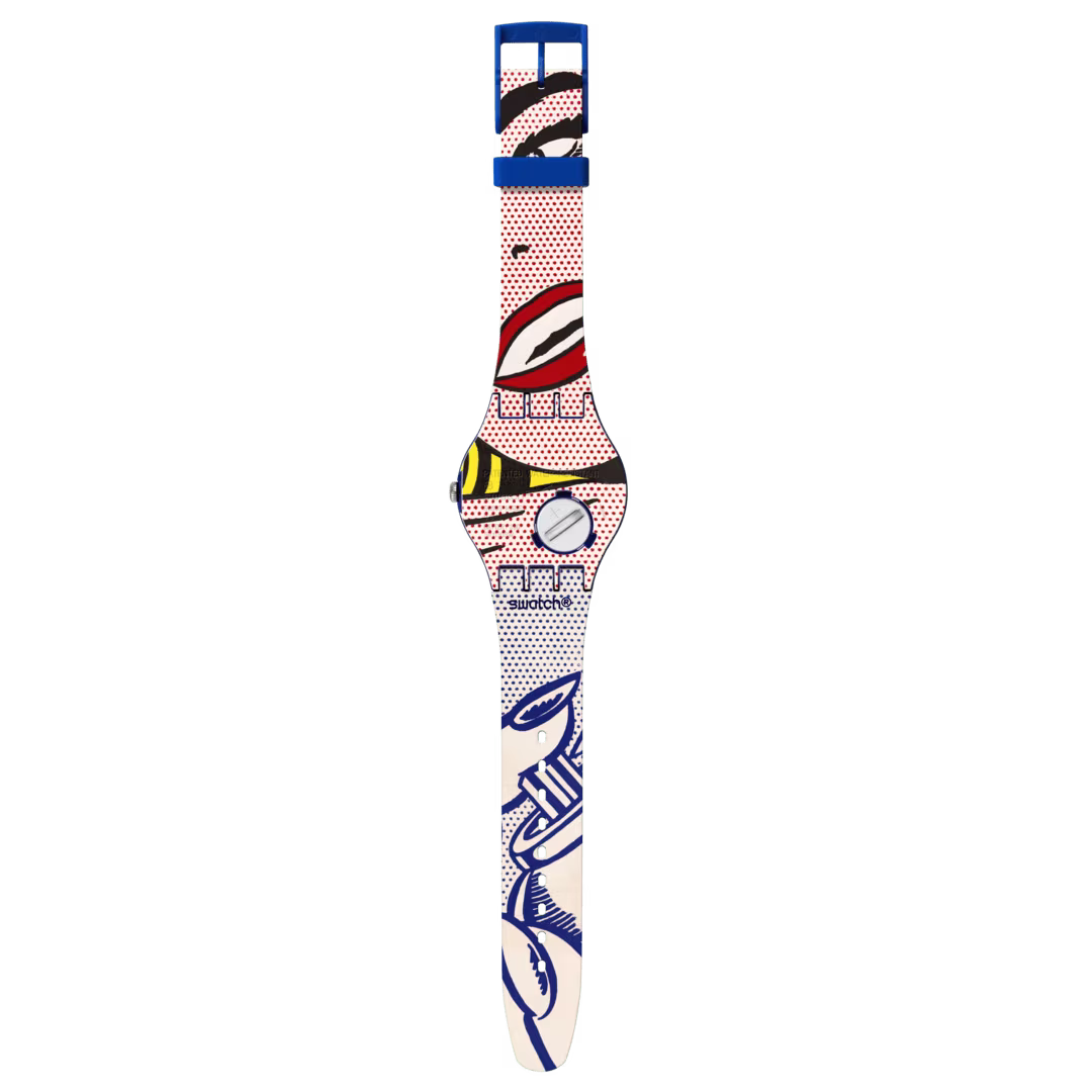 Swatch SUOZ352 Girl by Roy Lichtenstein – Dettaglio retro cassa con incisione Special Edition MoMA 2023